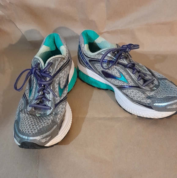 Brooks Women's Ghost 7 Running Shoes Gray/ Green /Purple Size 9.5 - Picture 4 of 7